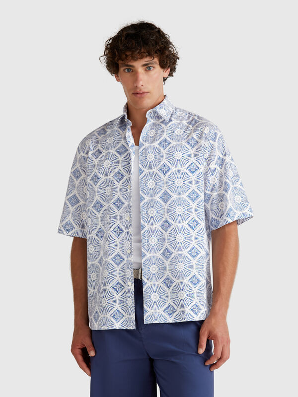 Short sleeve patterned shirt Men