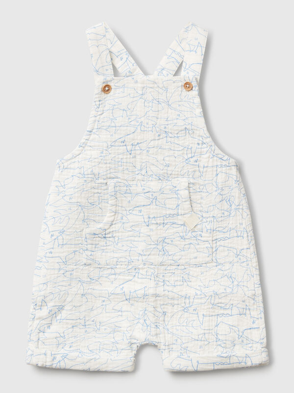 Dungarees with shark print New Born (0-18 months)