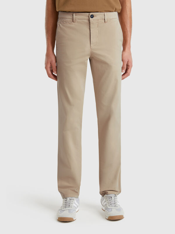 Beige slim fit chinos Men