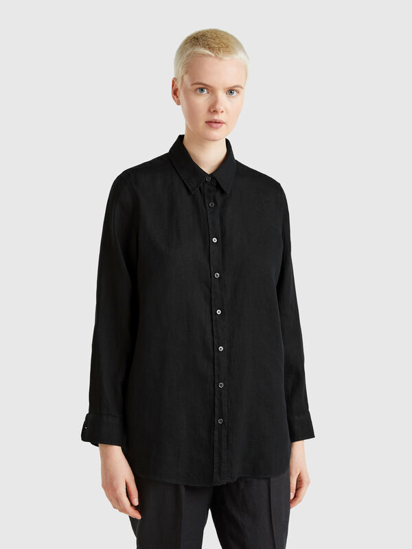 Long shirt in pure linen Women